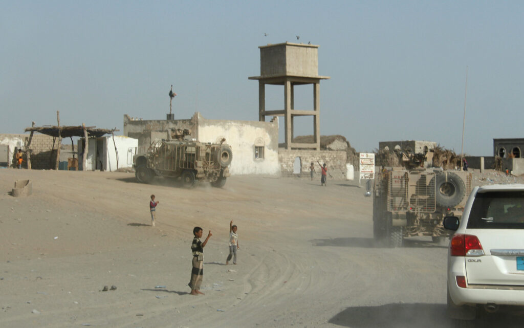 Emirati armored vehicles escort a UN mission in Hudaydah