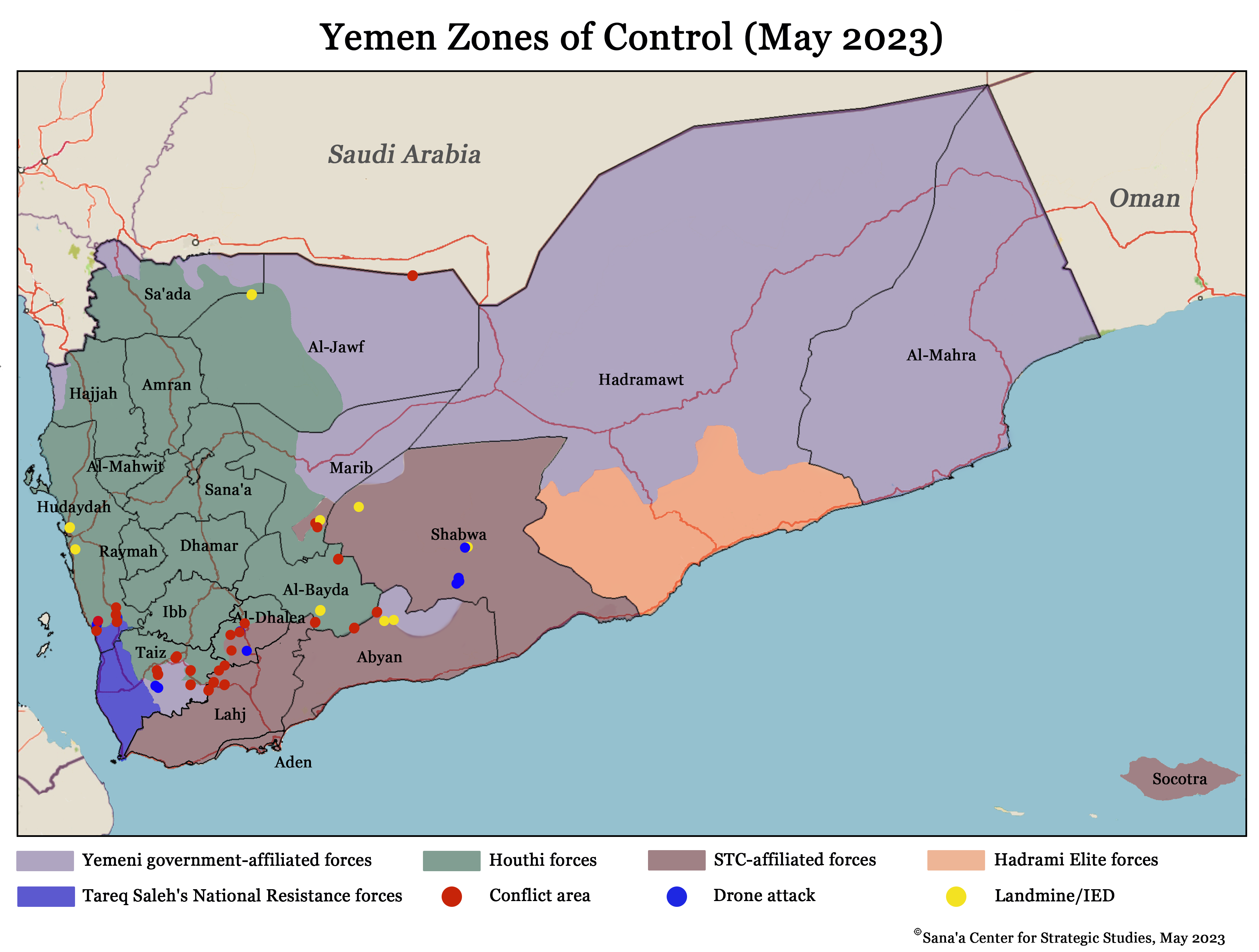 Military Mobilization In Hadramawt The Yemen Review May 2023 Sana   Yemen Zones Of Control March 30 April 5 2023 Copy 1 